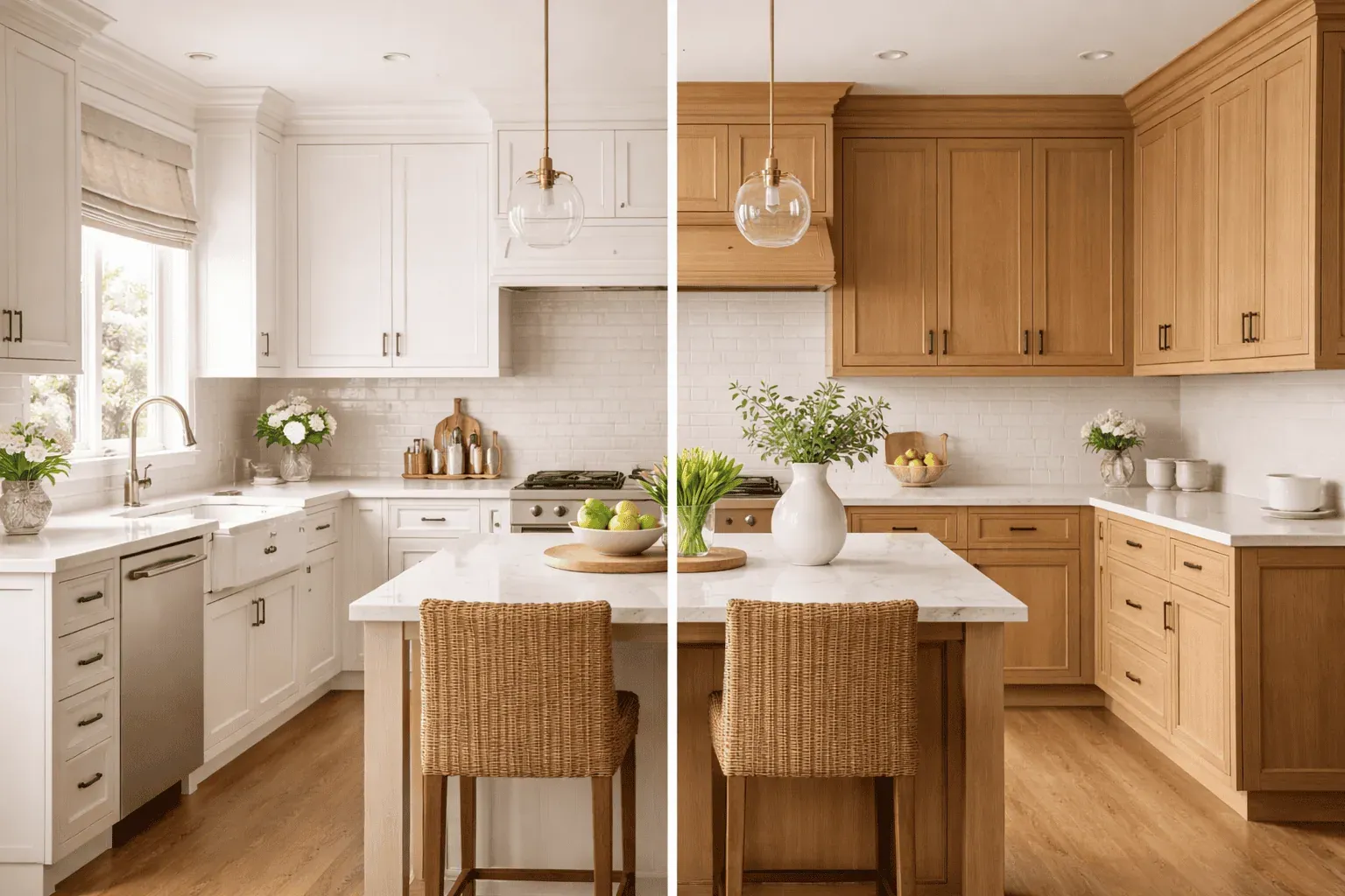 Kitchen design featuring painted and wood-tone cabinet inspiration